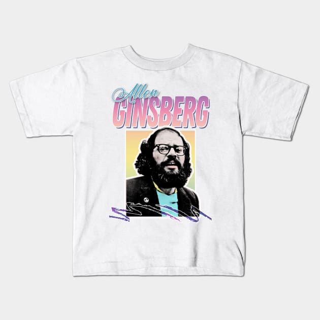 Allen Ginsberg 80s Style Aesthetic Tribute Design Kids T-Shirt by DankFutura